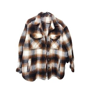 NWOT Shacket Plaid Brown and Black Women's Jacket, L
